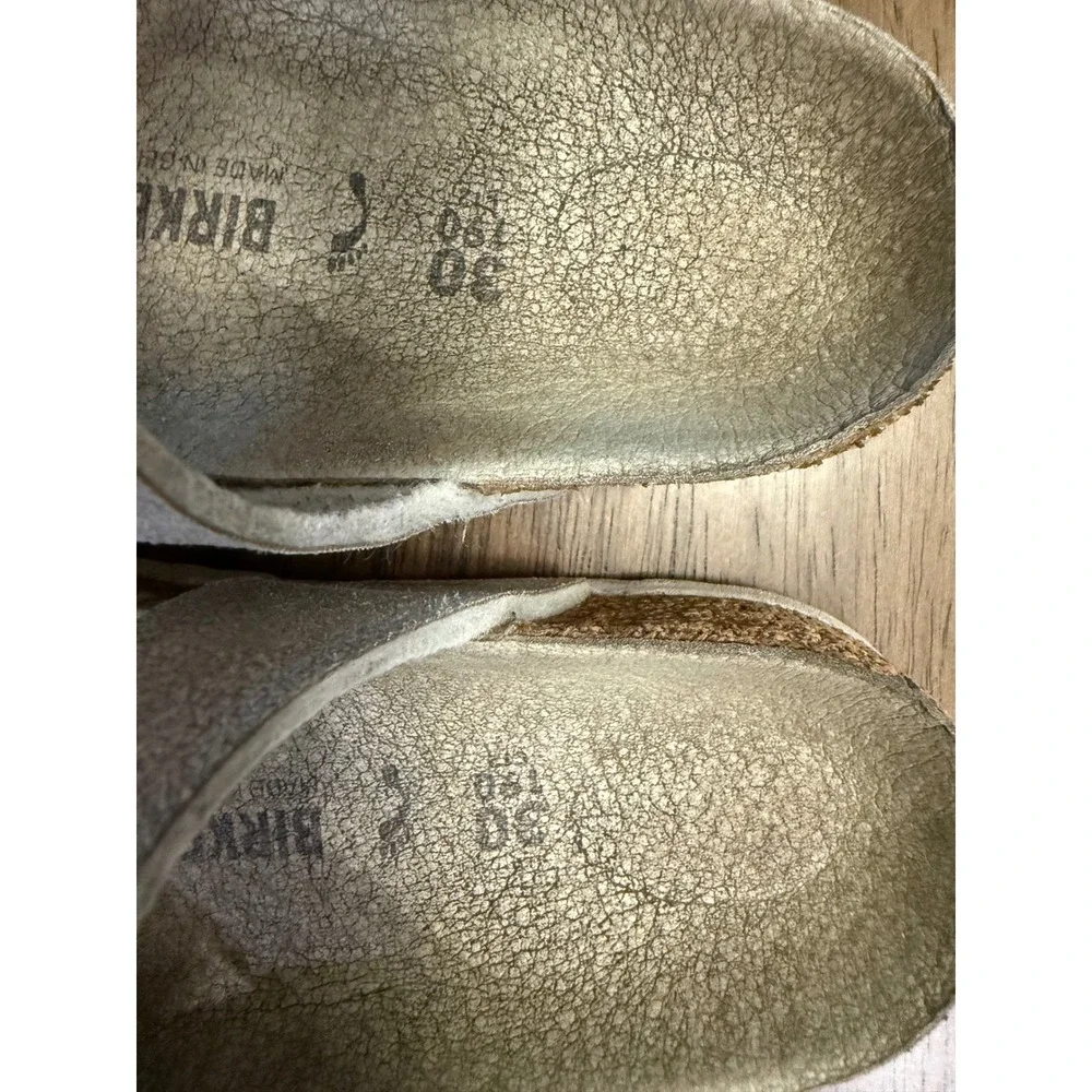 Birkenstock Mayari Kids Sandals Silver Metallic Crackle EU 30 US‎ 12-12.5 Buckle
